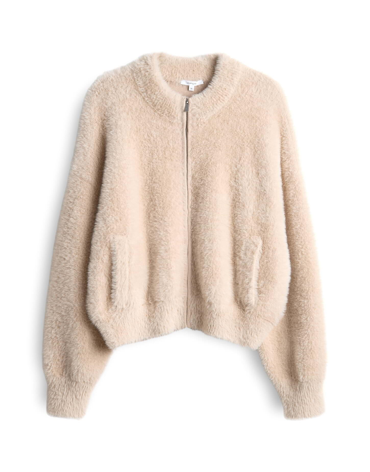 Strickjacke DORES mit Rundhalsausschnitt - 2088-macadamia - Creme