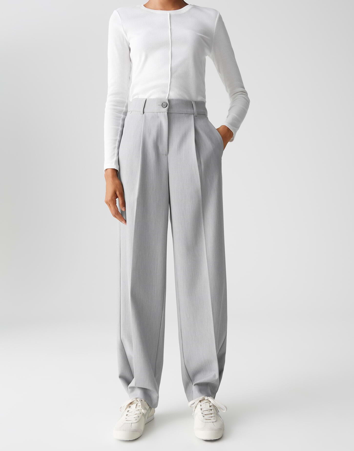 Businesshose MAIGA Wide Leg - 8056-hazy fog melange - Grau