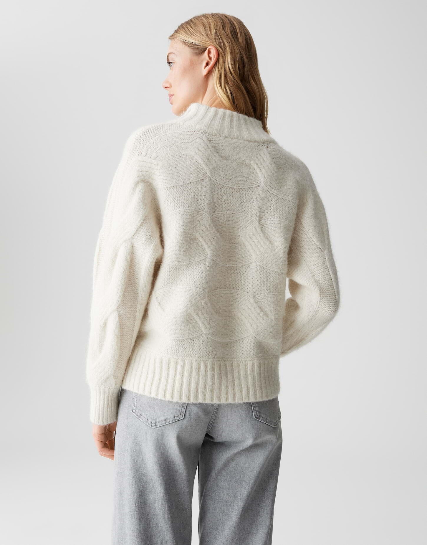 Strickpullover PORTREE mit Stehkragen - 1006-soft cream - Creme