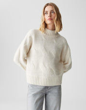 Strickpullover PORTREE mit Stehkragen - 1006-soft cream - Creme