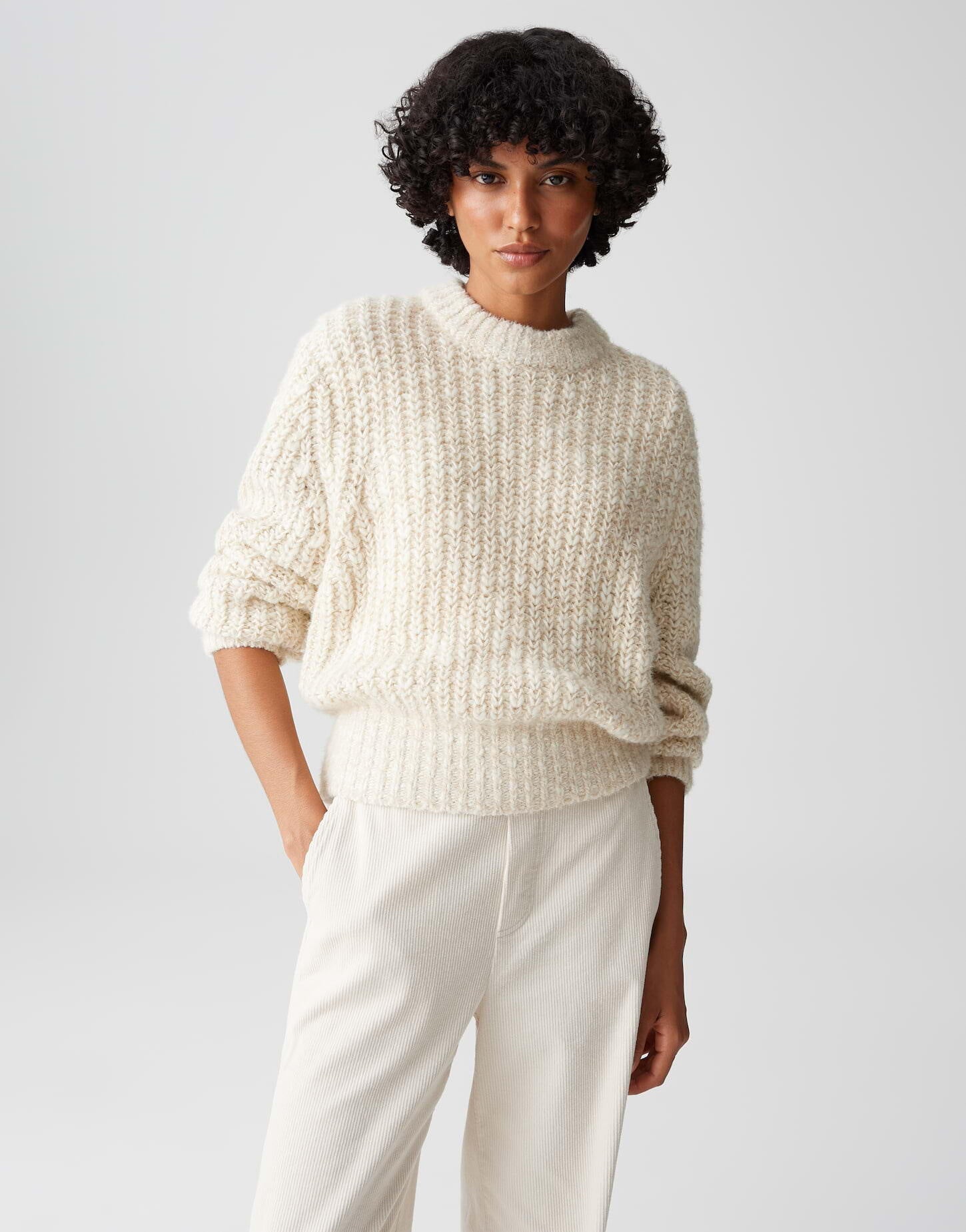 Strickpullover PALIZIA mit Stehkragen - 2088-macadamia - Beige