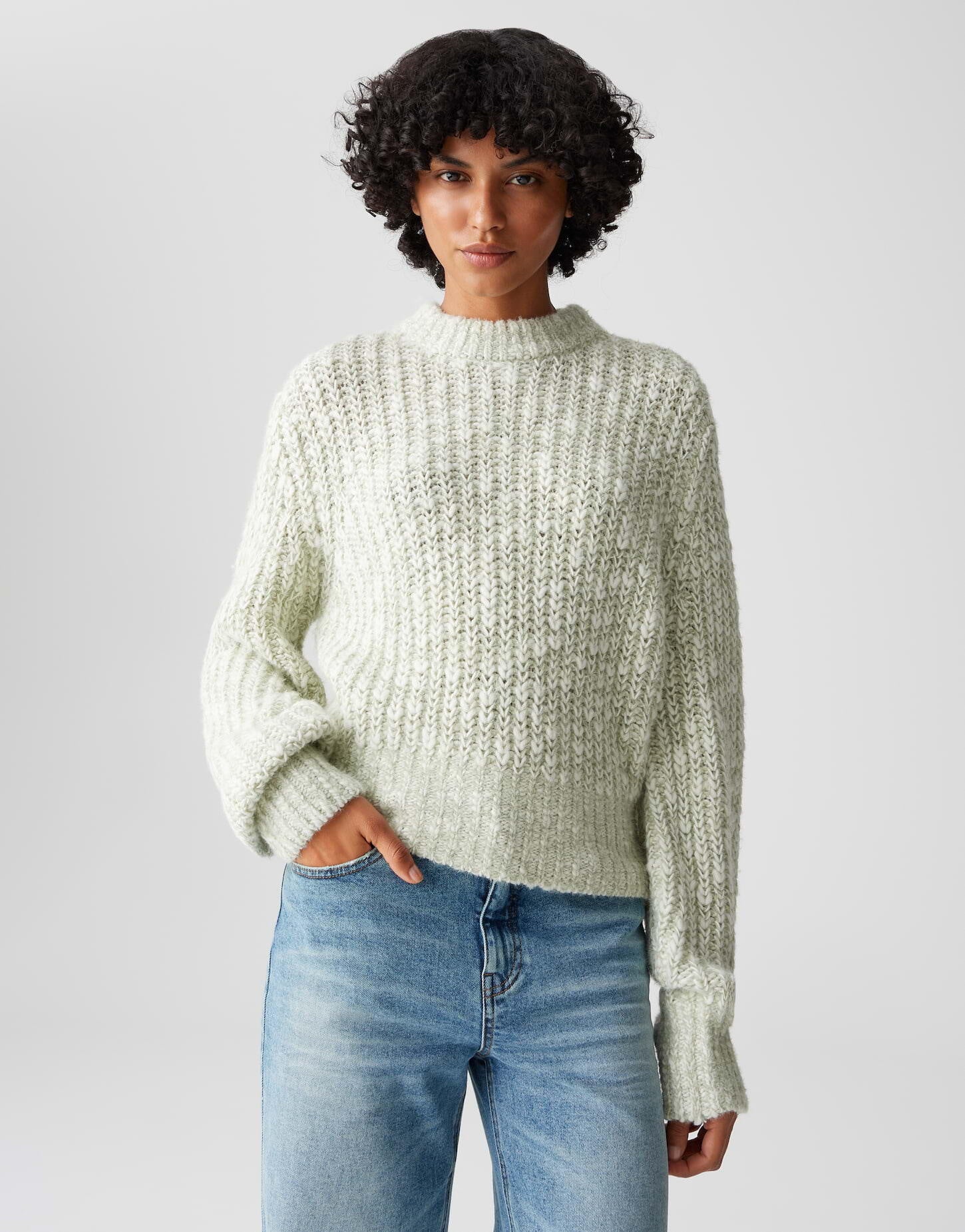Strickpullover PALIZIA mit Stehkragen - 30041-soft matcha - Grün
