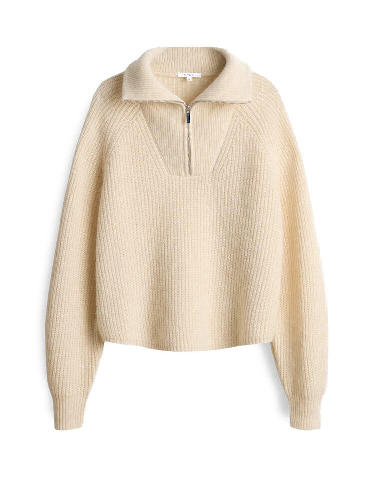 Pullover POY MIT Troyerkragen - 1006-soft cream - Creme