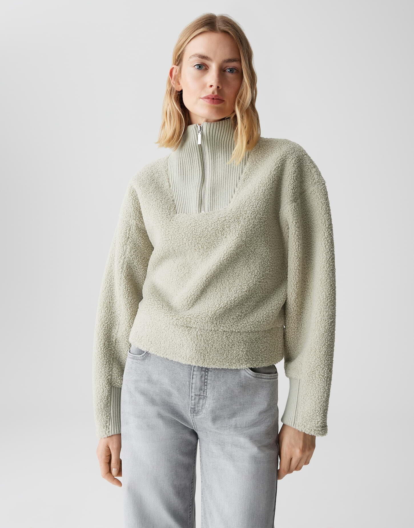 Teddypullover GICK mit Stehkragen - 30041-soft matcha - Grün