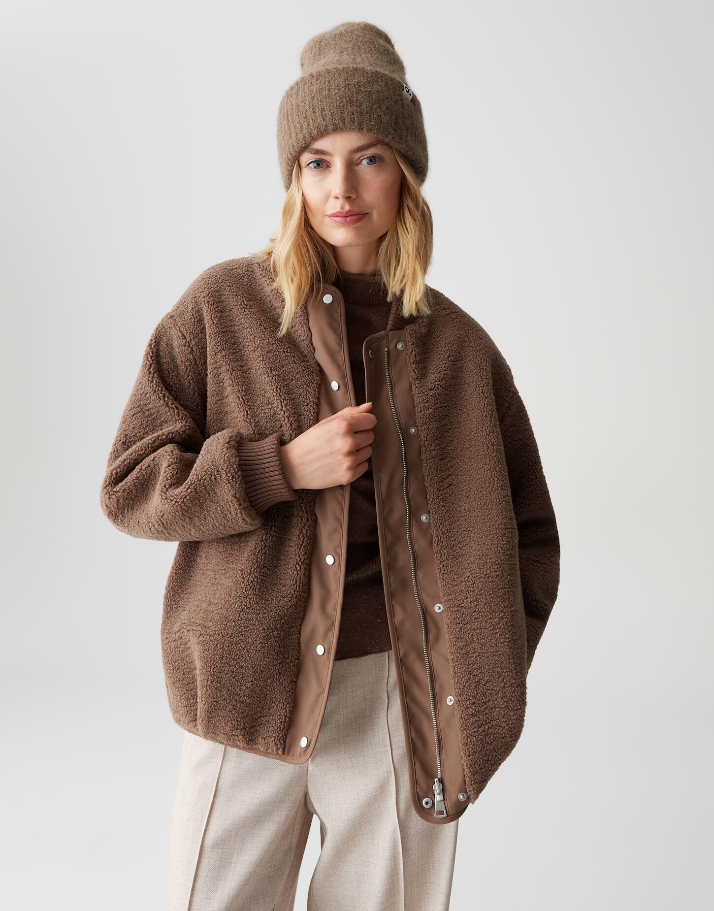 Strickmütze aus Alpakamix - 20020-cocoa - Braun