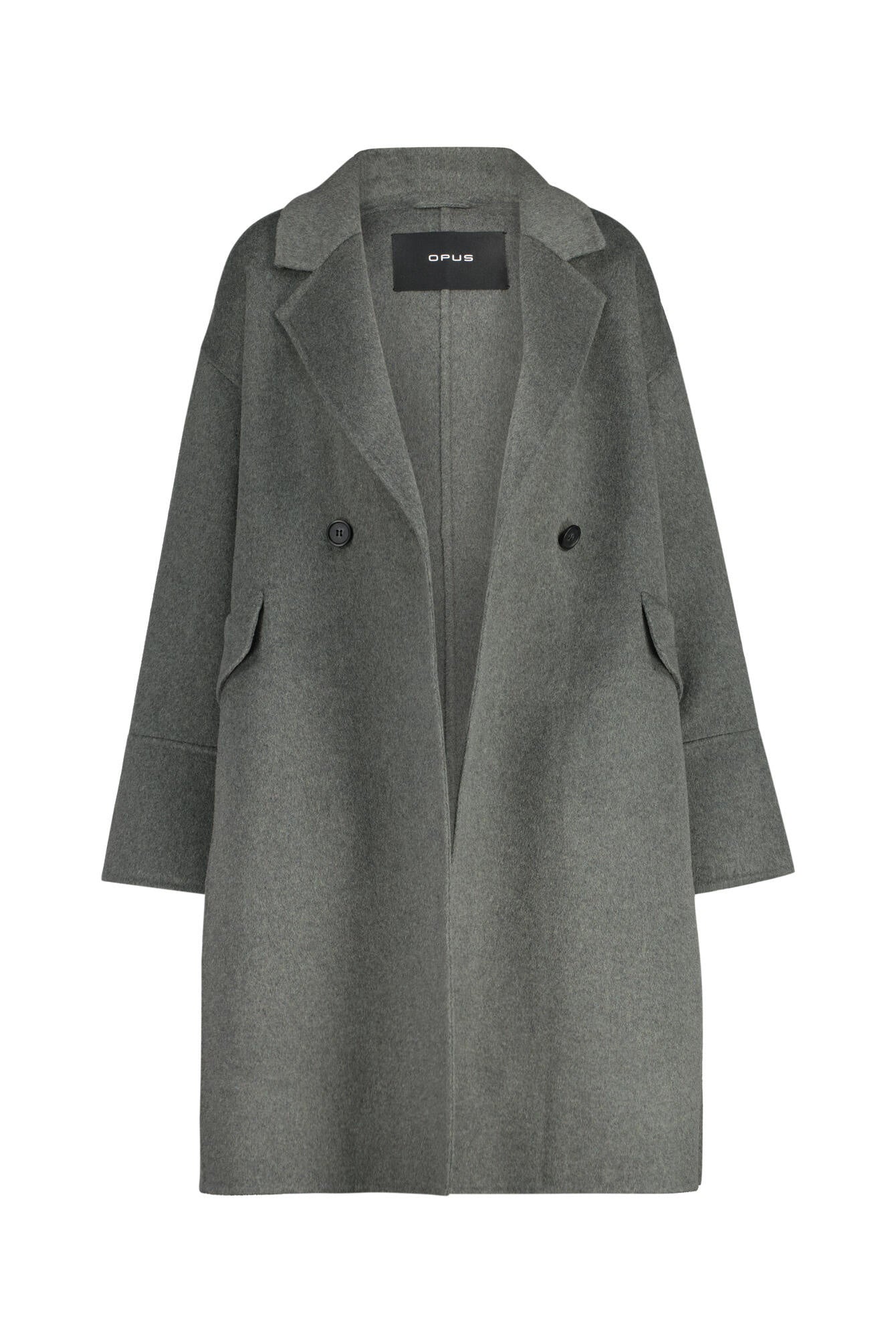 Wollmantel HAVILDA mit Reversekragen - 3062-dark sage - Khaki