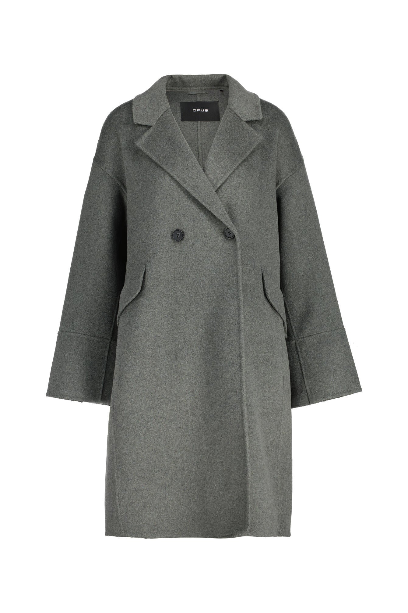 Wollmantel HAVILDA mit Reversekragen - 3062-dark sage - Khaki