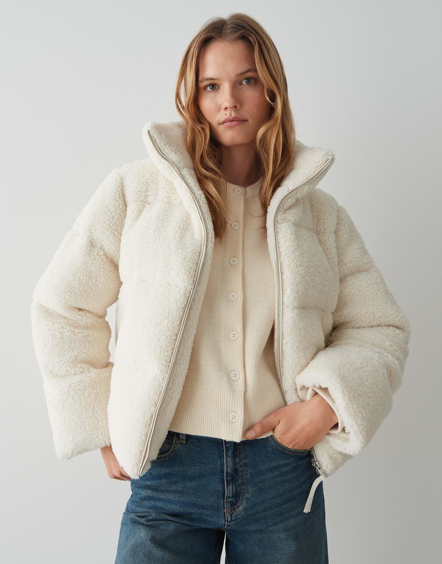 Teddyjacke HOZY mit Stehkragen - 1006-soft cream - Creme