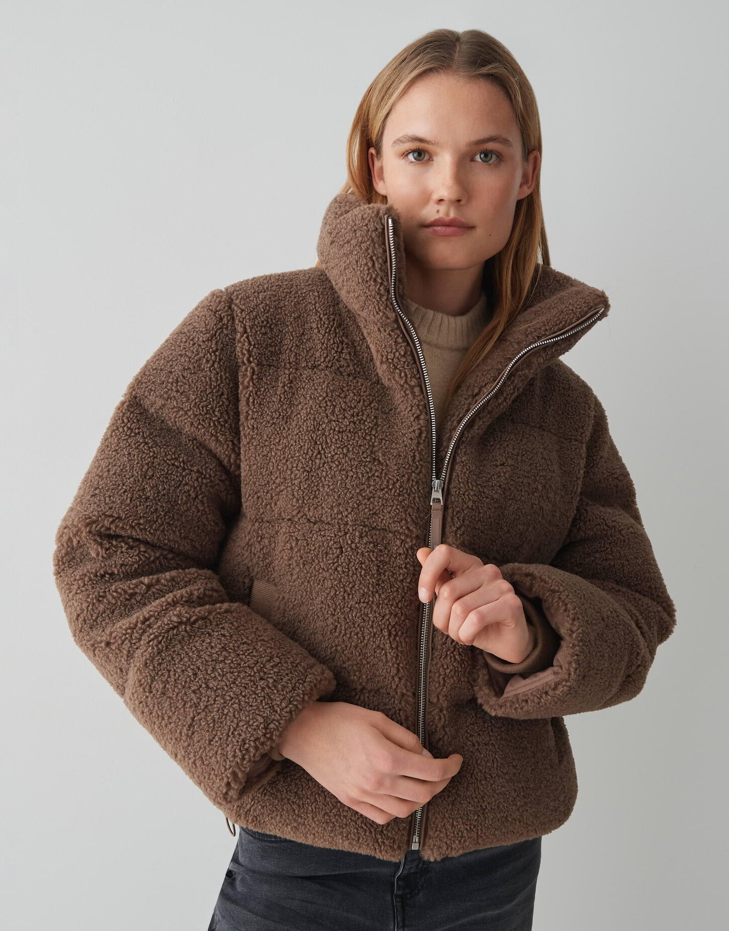 Teddyjacke HOZY mit Stehkragen - 20020-cocoa - Braun