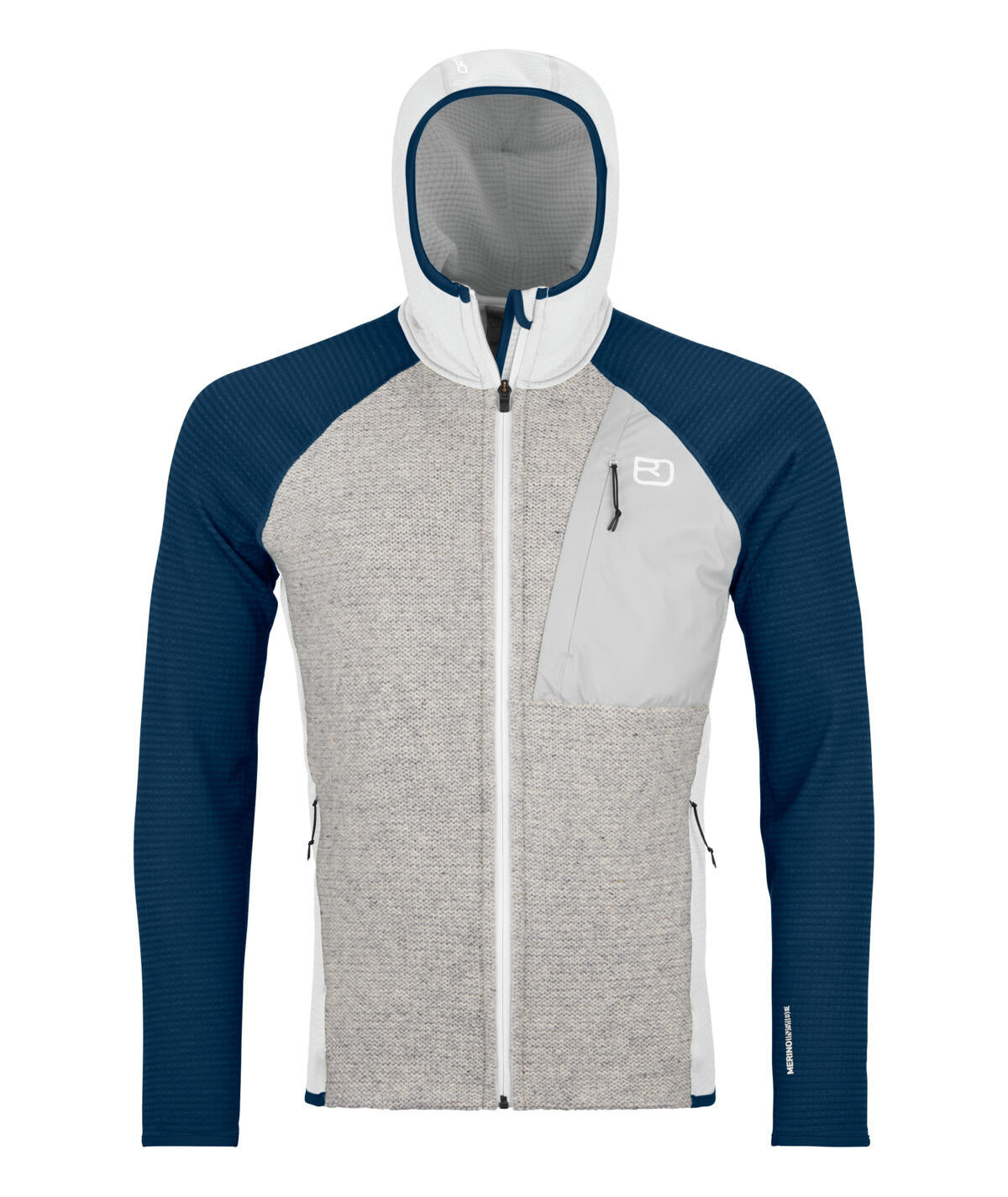 Fleecejacke mit Kapuze - 87501-grey ice - Blau