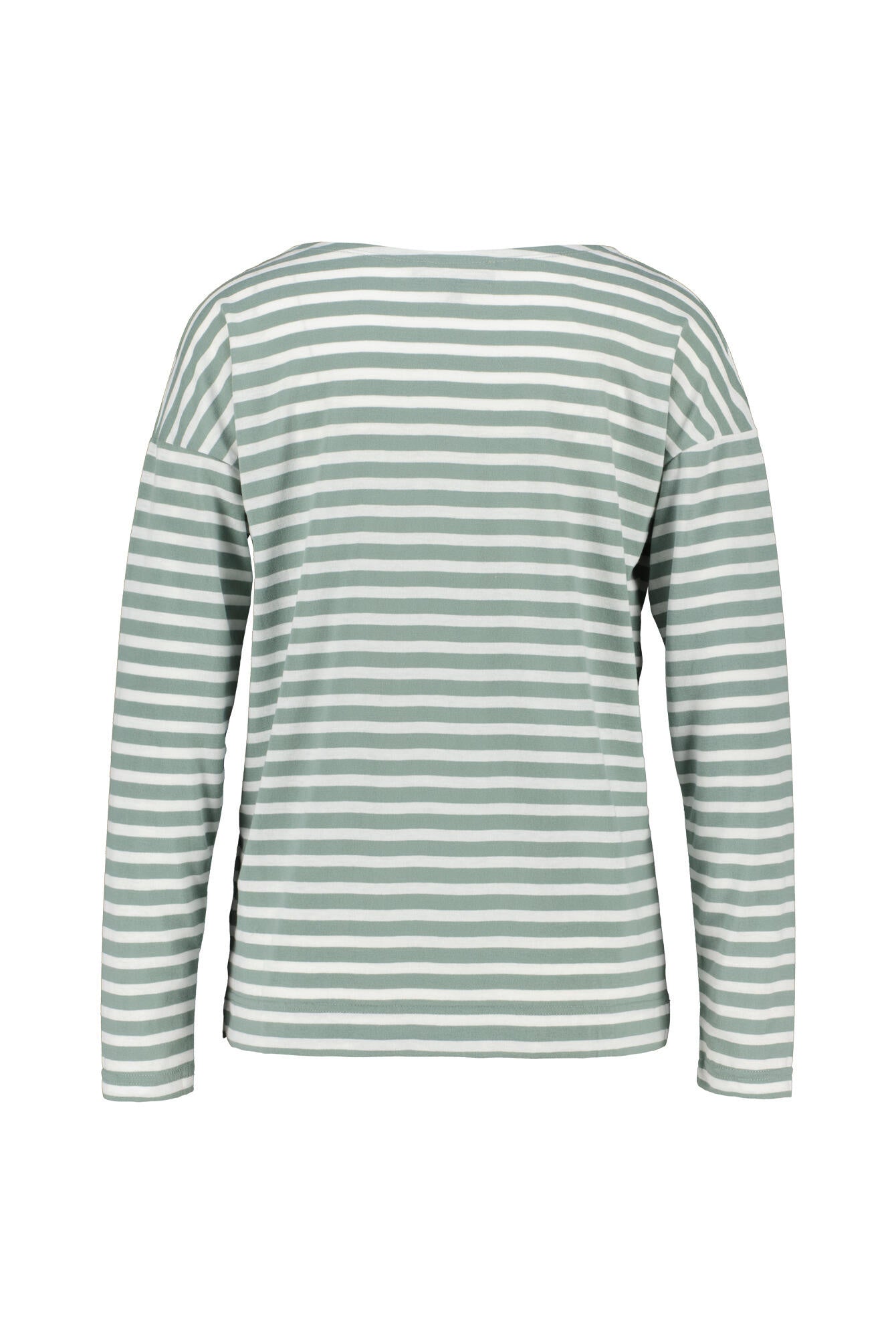 Langarmshirt gestreift - 0107-Soft Sage_Cloud White_str - Grün