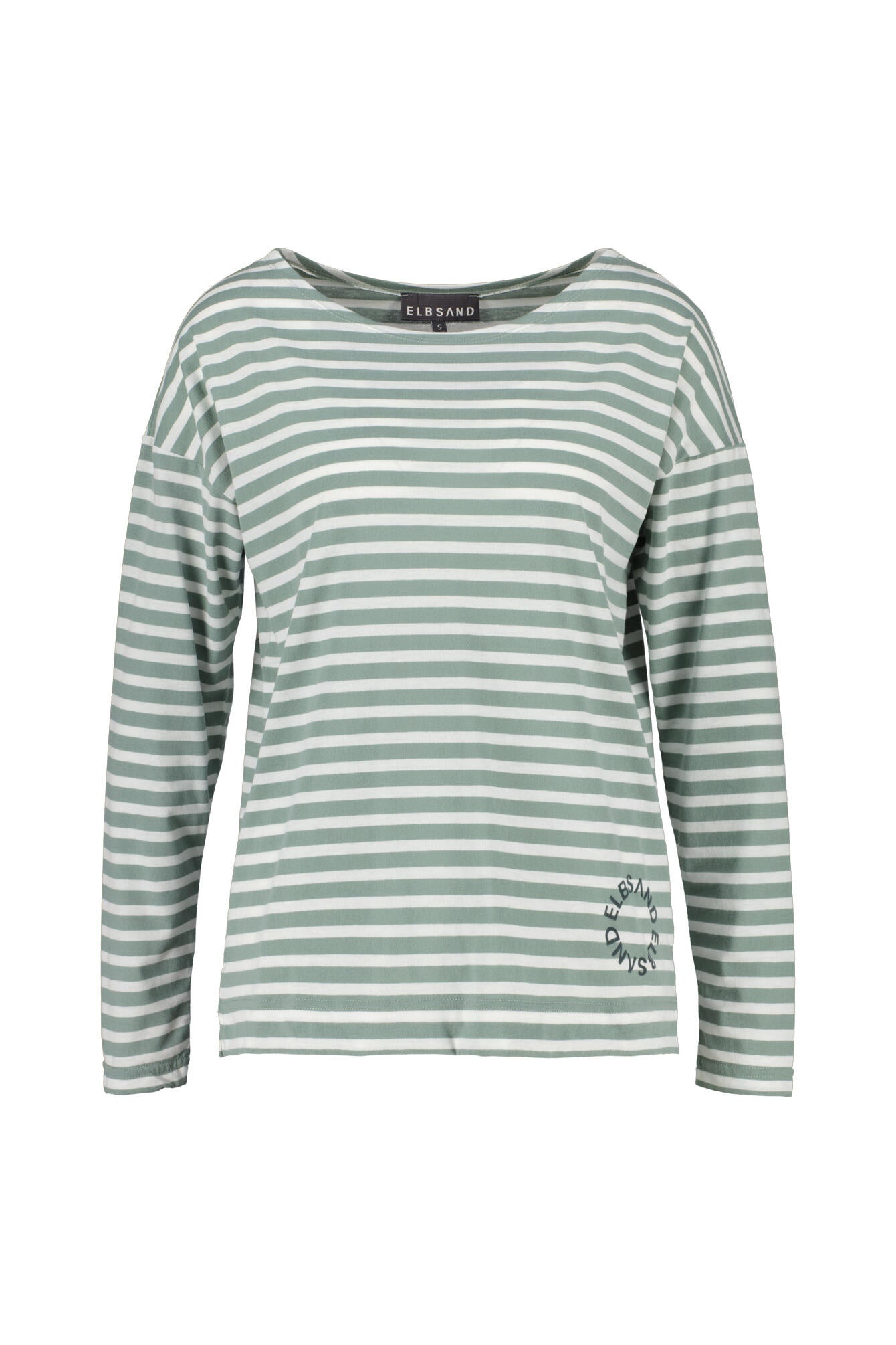 Langarmshirt gestreift - 0107-Soft Sage_Cloud White_str - Grün