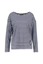 Langarmshirt gestreift - 0109-Winter Skye_Charcoal_stri - Blau