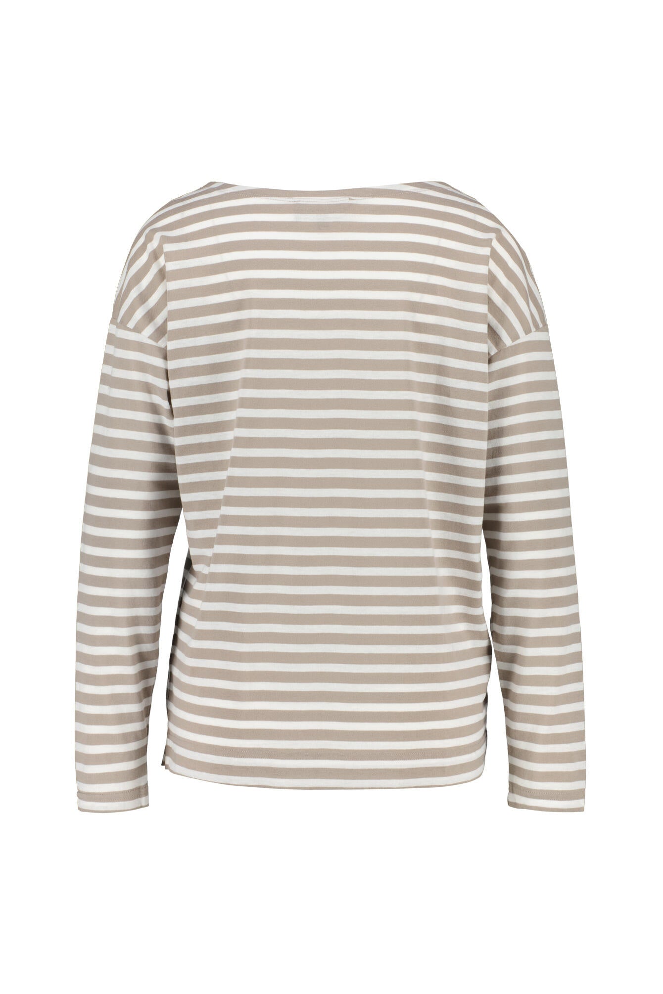 Langarmshirt gestreift - 0115-Silver Sand_Cloud White_s - Beige | Weiß