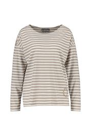Langarmshirt gestreift - 0115-Silver Sand_Cloud White_s - Beige | Weiß
