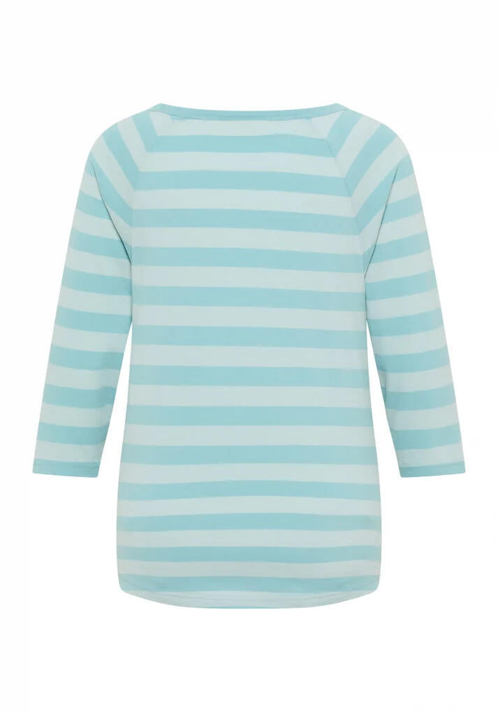Langarmshirt CELIN aus Baumwollmix - 091-Cameo + Blue Fog Stripe - Blau