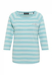 Langarmshirt CELIN aus Baumwollmix - 091-Cameo + Blue Fog Stripe - Blau