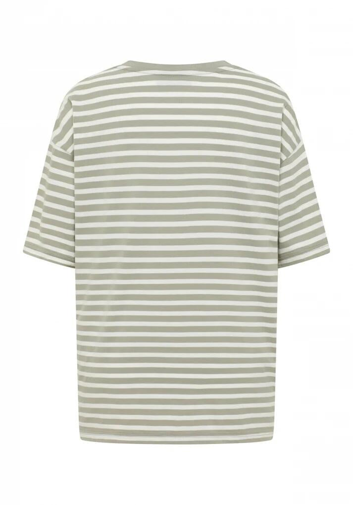 T-Shirt Oversize Fit - 096-Pale Fern + Cloud White St - Grün | Weiß
