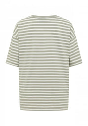 T-Shirt Oversize Fit - 096-Pale Fern + Cloud White St - Grün | Weiß