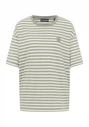 T-Shirt Oversize Fit - 096-Pale Fern + Cloud White St - Grün | Weiß