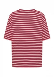 T-Shirt Oversize Fit - 098-Ruby + Shell Pink Stripe - Violett