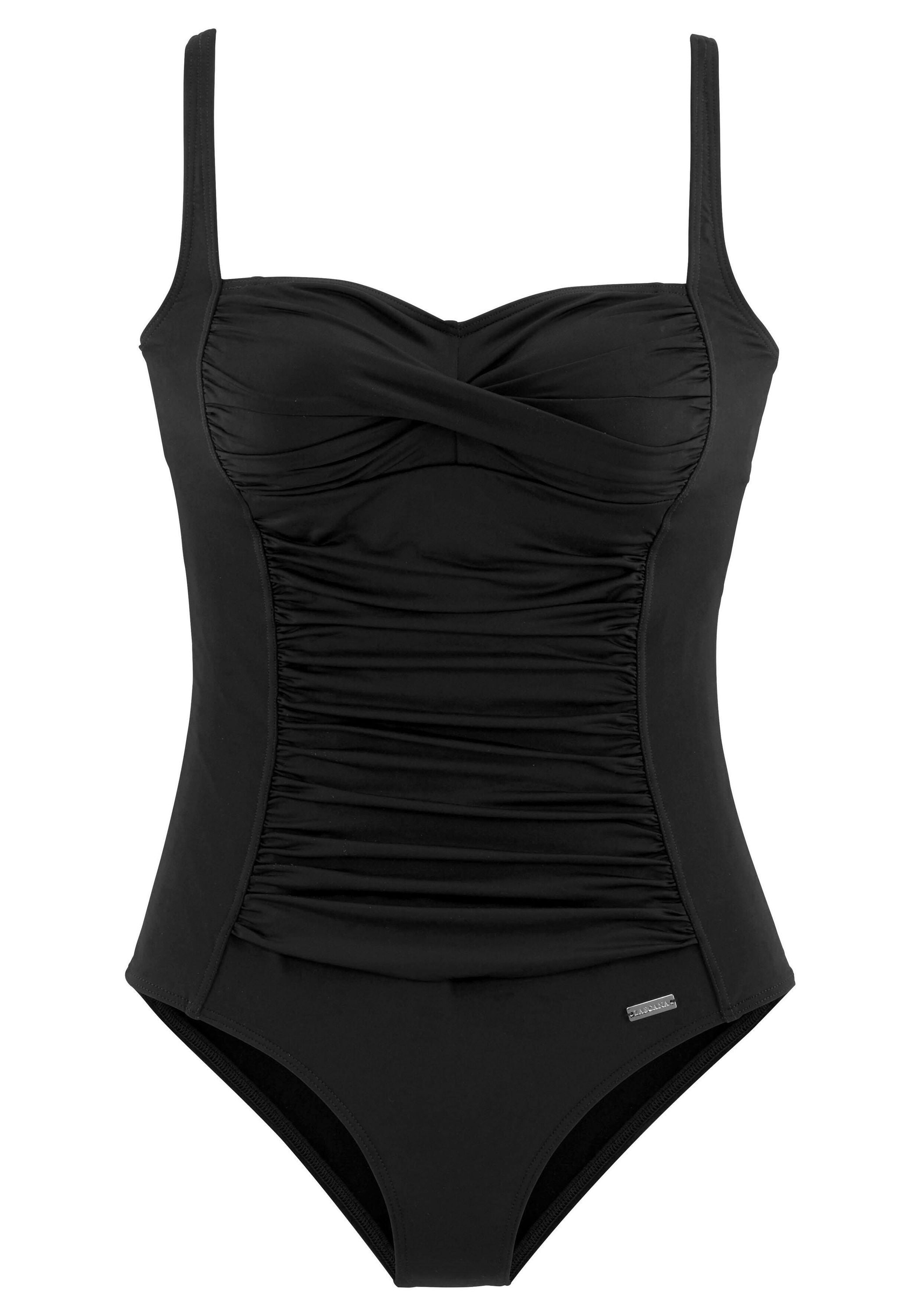 Badeanzug mit Raffung - 862-black - Schwarz