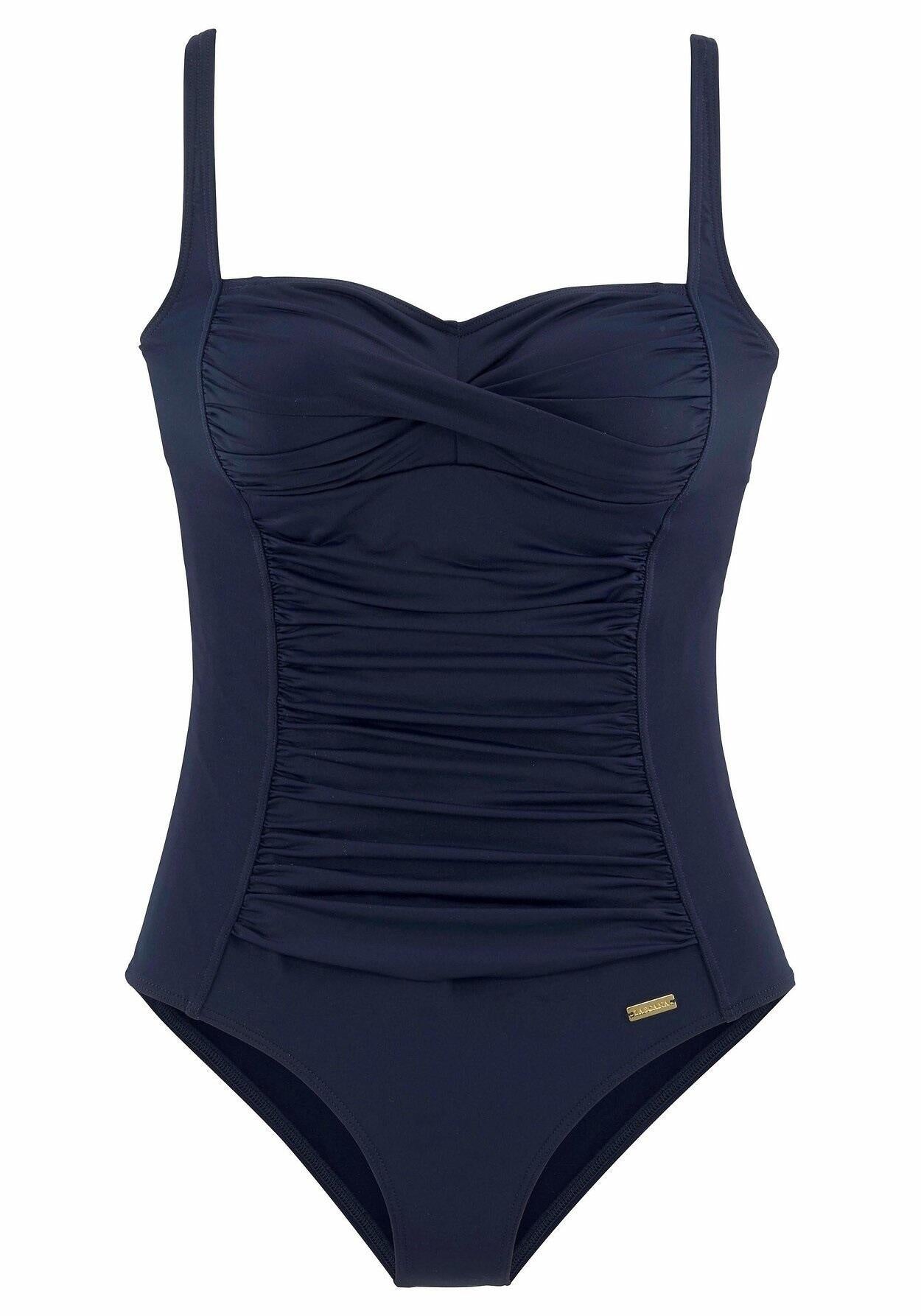 Badeanzug mit Raffung - 24-navy - Blau