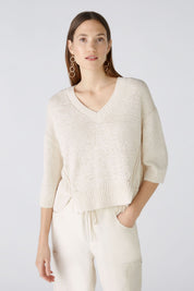 Strickpullover aus Baumwollmix - 7038 - Beige