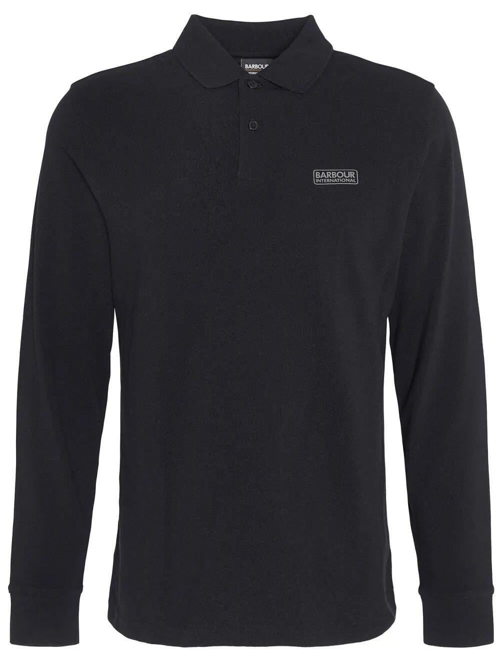 Langarmshirt Polo - BK71-Black/P - Schwarz