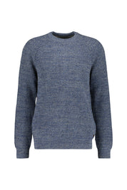 Melierter Strickpullover - BL16-Blue - Blau