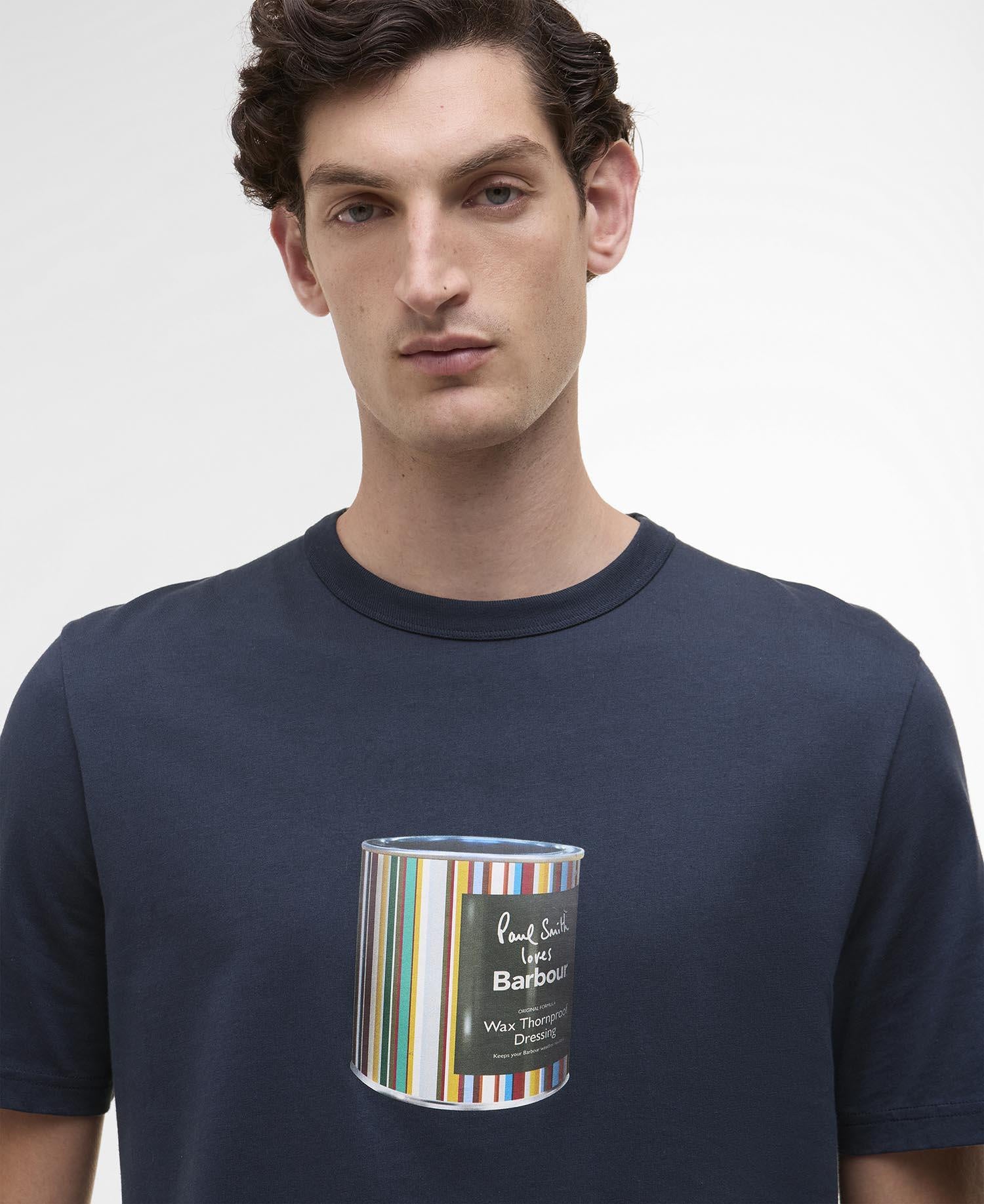 Barbour x Paul Smith T-Shirt WAX TIN - NY91-Champio - Blau