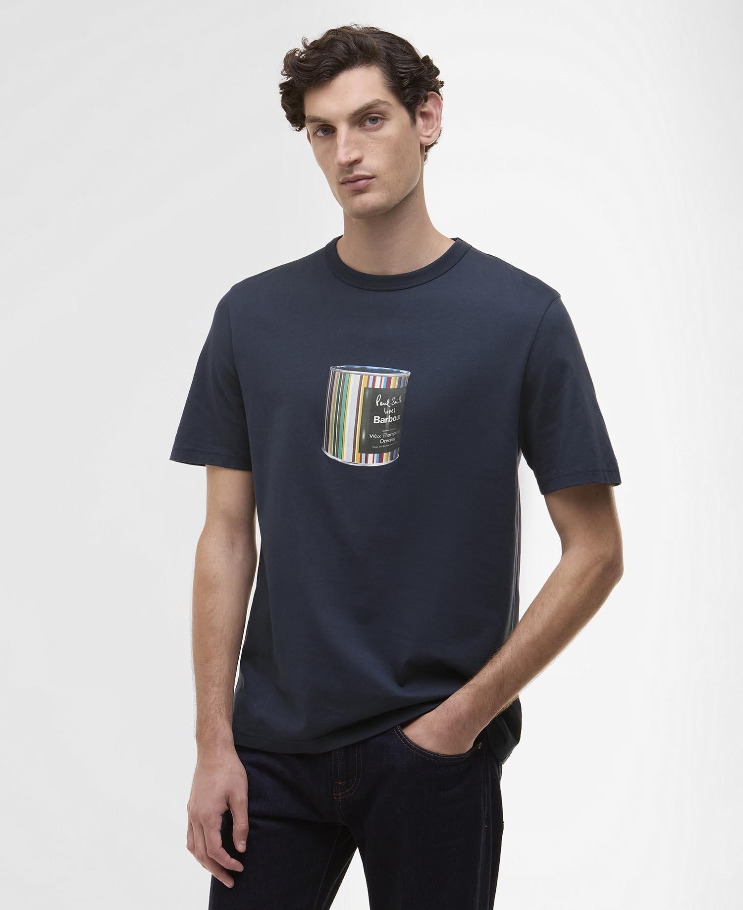 Barbour x Paul Smith T-Shirt WAX TIN - NY91-Champio - Blau