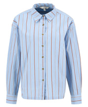 Saffron-Bluse gestreift Relaxed Fit - BL17-Ice Blu - Blau