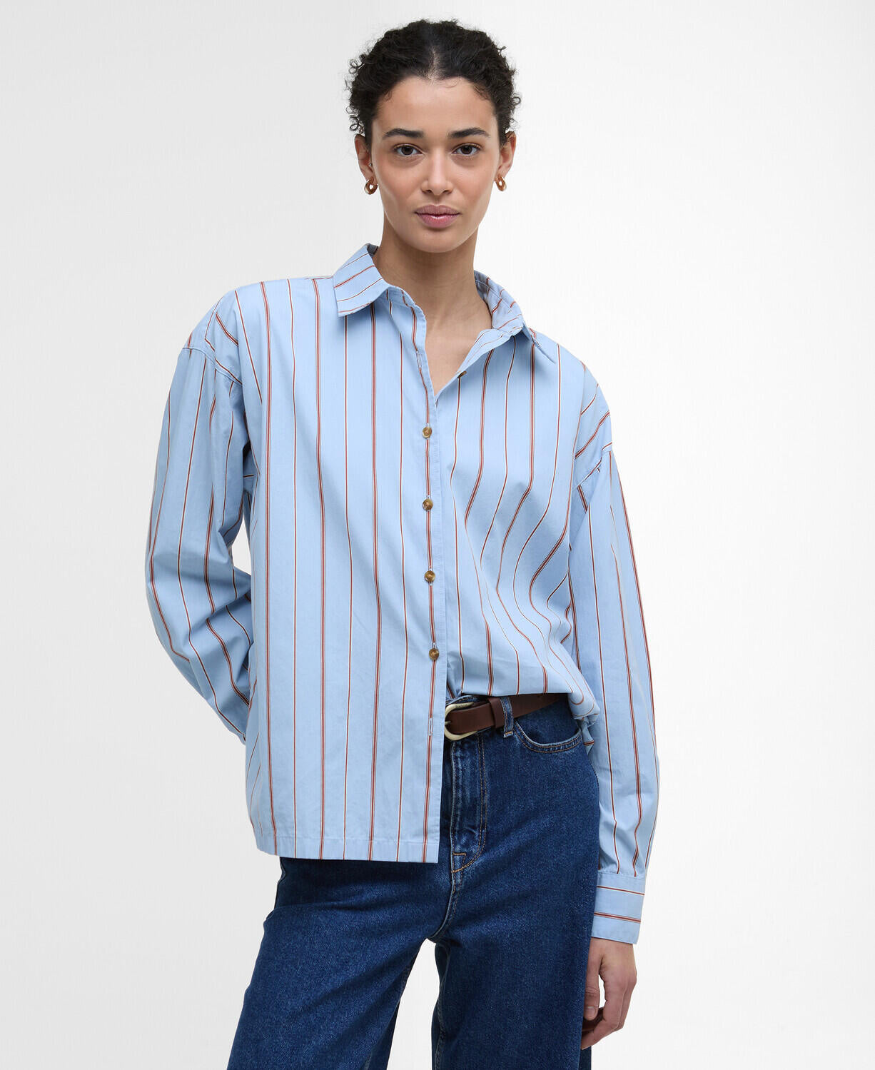 Saffron-Bluse gestreift Relaxed Fit - BL17-Ice Blu - Blau