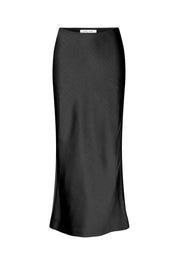 Maxirock aus Satin mit schmaler Passform - Black - Schwarz