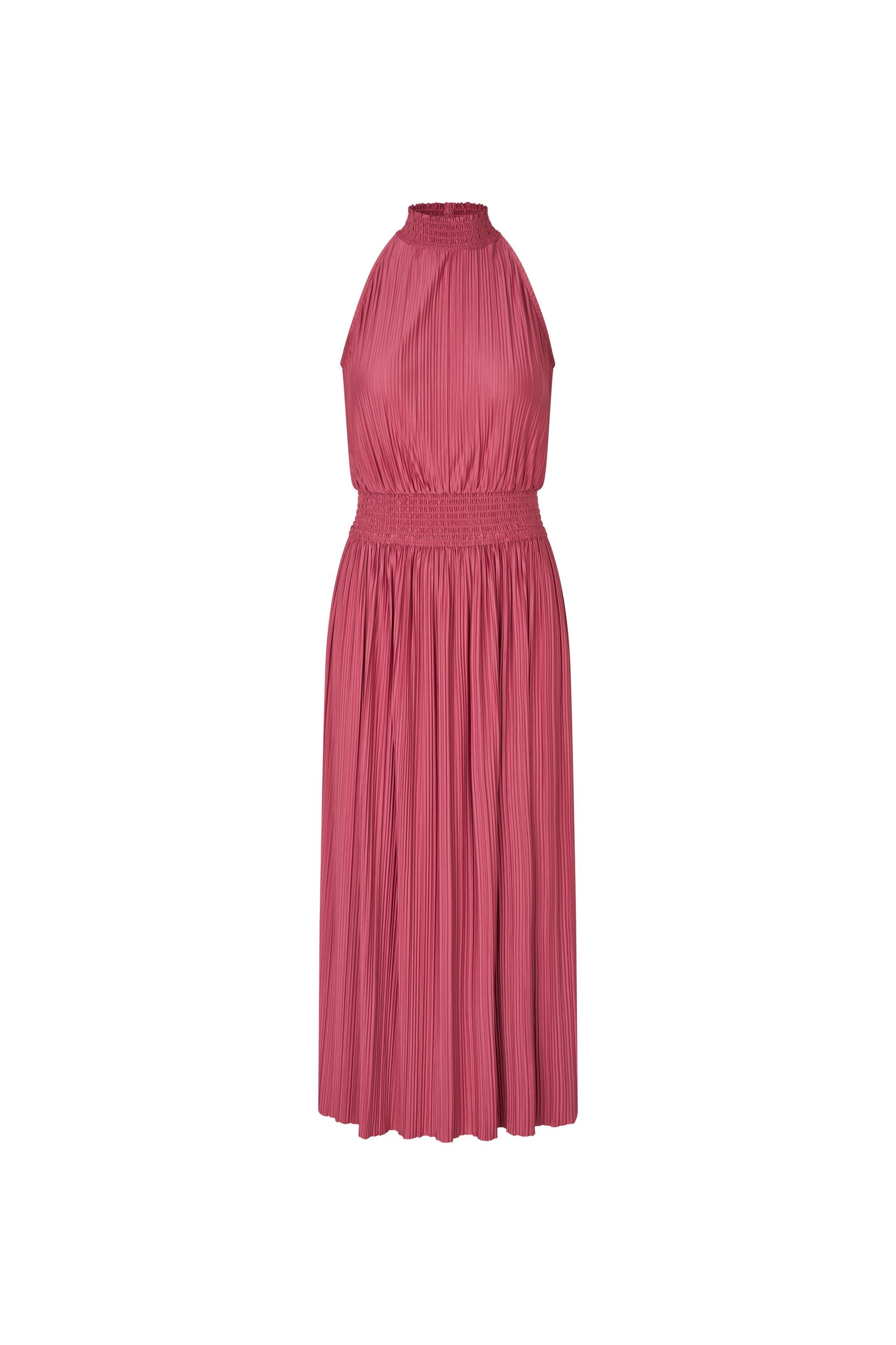 Plisseekleid mit Stehkragen - Rose Wine - Pink