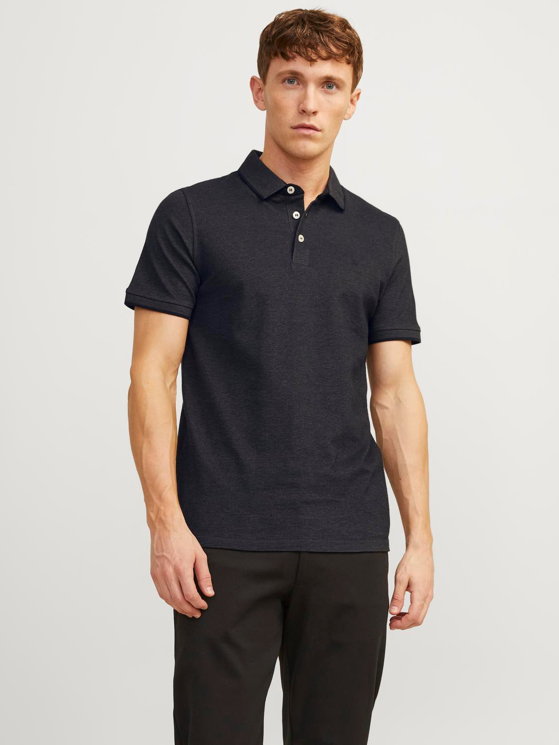 Poloshirt aus Baumwolle - Dark Grey Melange/SLIM FIT - M - Grau