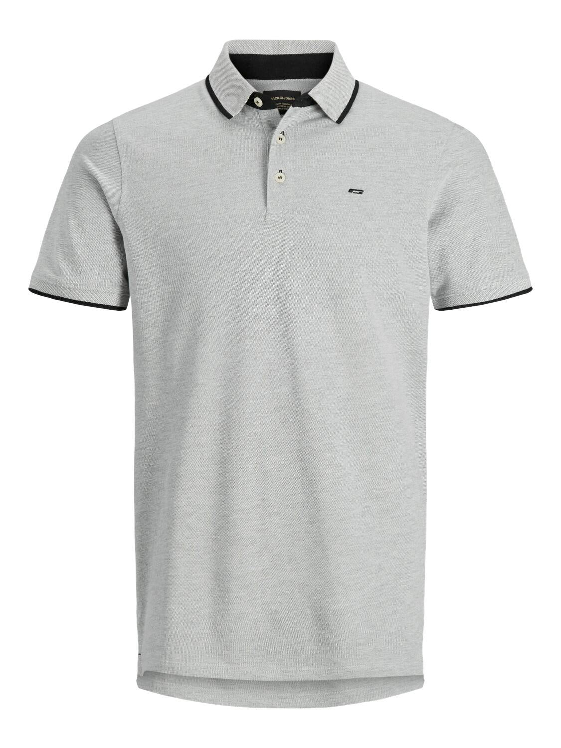 Poloshirt aus Baumwolle - Light Grey Melange/SLIM FIT - - Grau