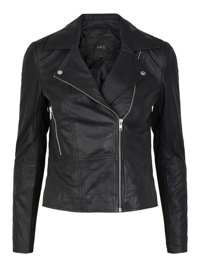 Lederjacke mit fallendem Revers - Black - Schwarz