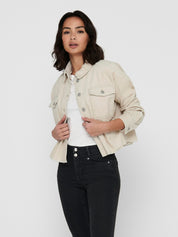 Cordjacke aus Baumwolle - Pumice Stone - Creme