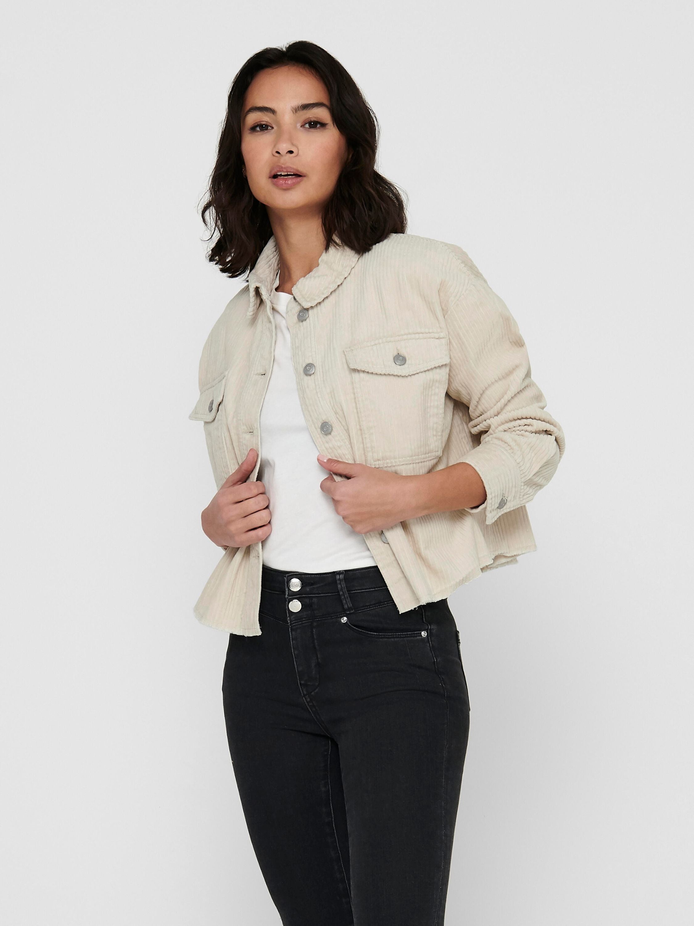 Cordjacke aus Baumwolle - Pumice Stone - Creme