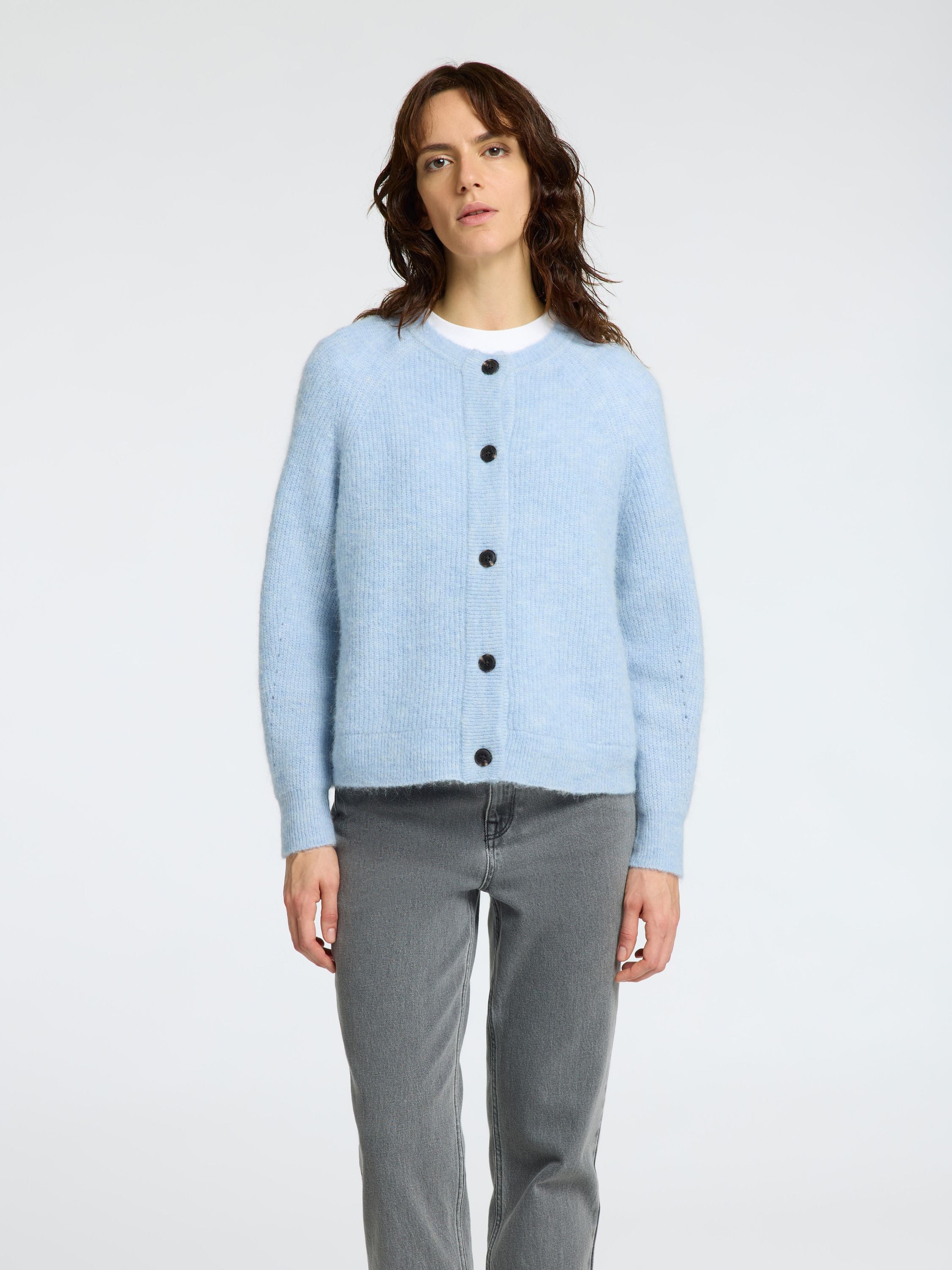 Strickcardigan aus Wollmix - Cashmere Blue/MELANGE - Blau