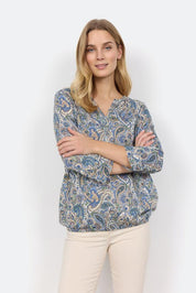 Shirt mit Dreiviertelarm - 6245C-CRYSTAL BLUE COMBI - Blau