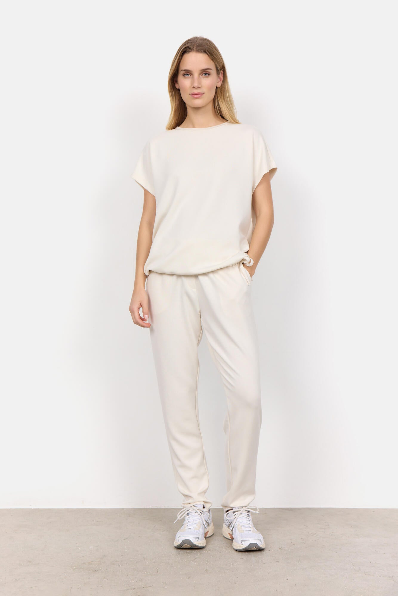 Kurzärmeliger Pullover - 1620-CREAM - Creme