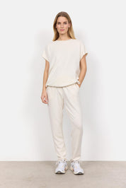 Kurzärmeliger Pullover - 1620-CREAM - Creme