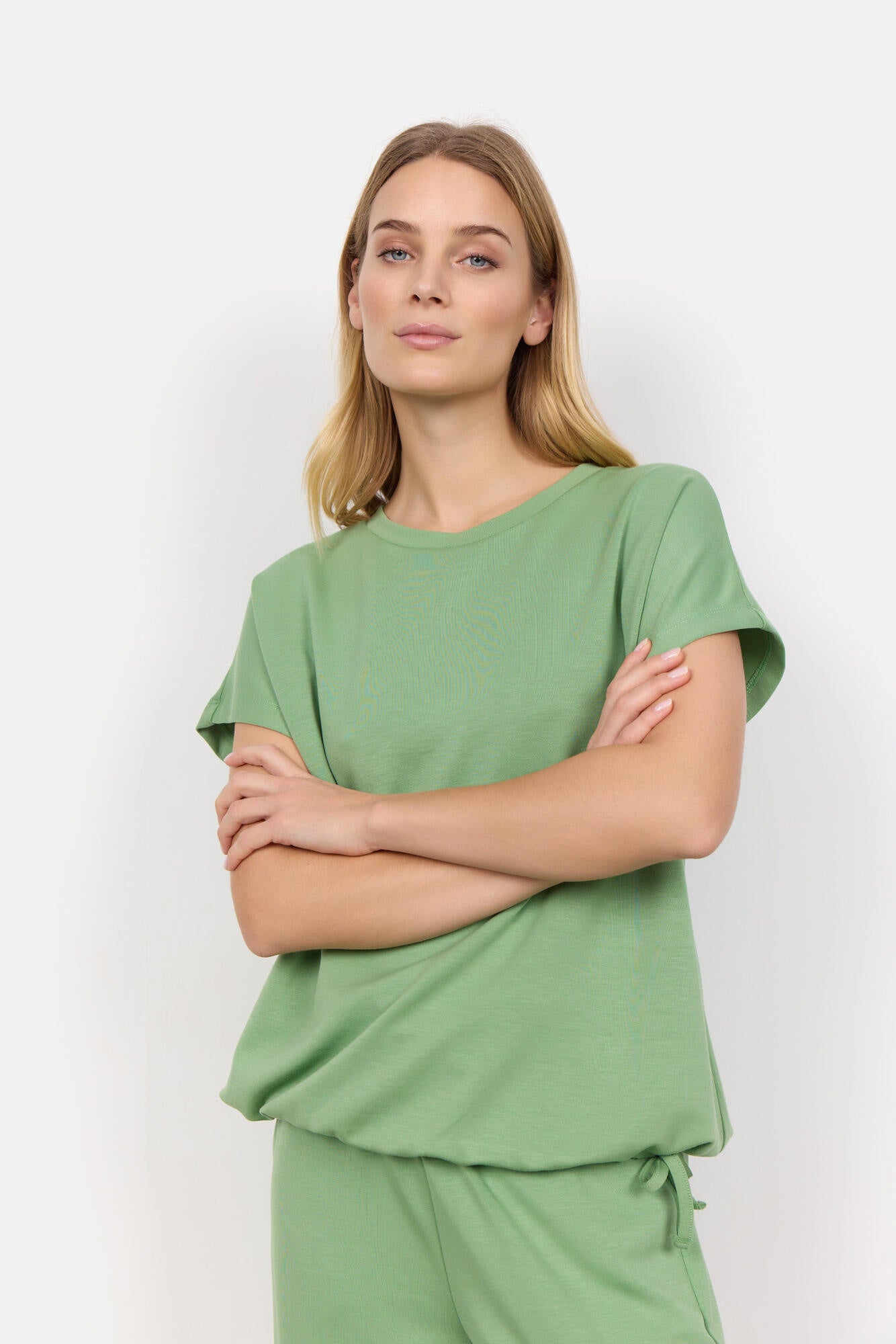 Kurzärmeliger Pullover - 7373-GREEN - Grün