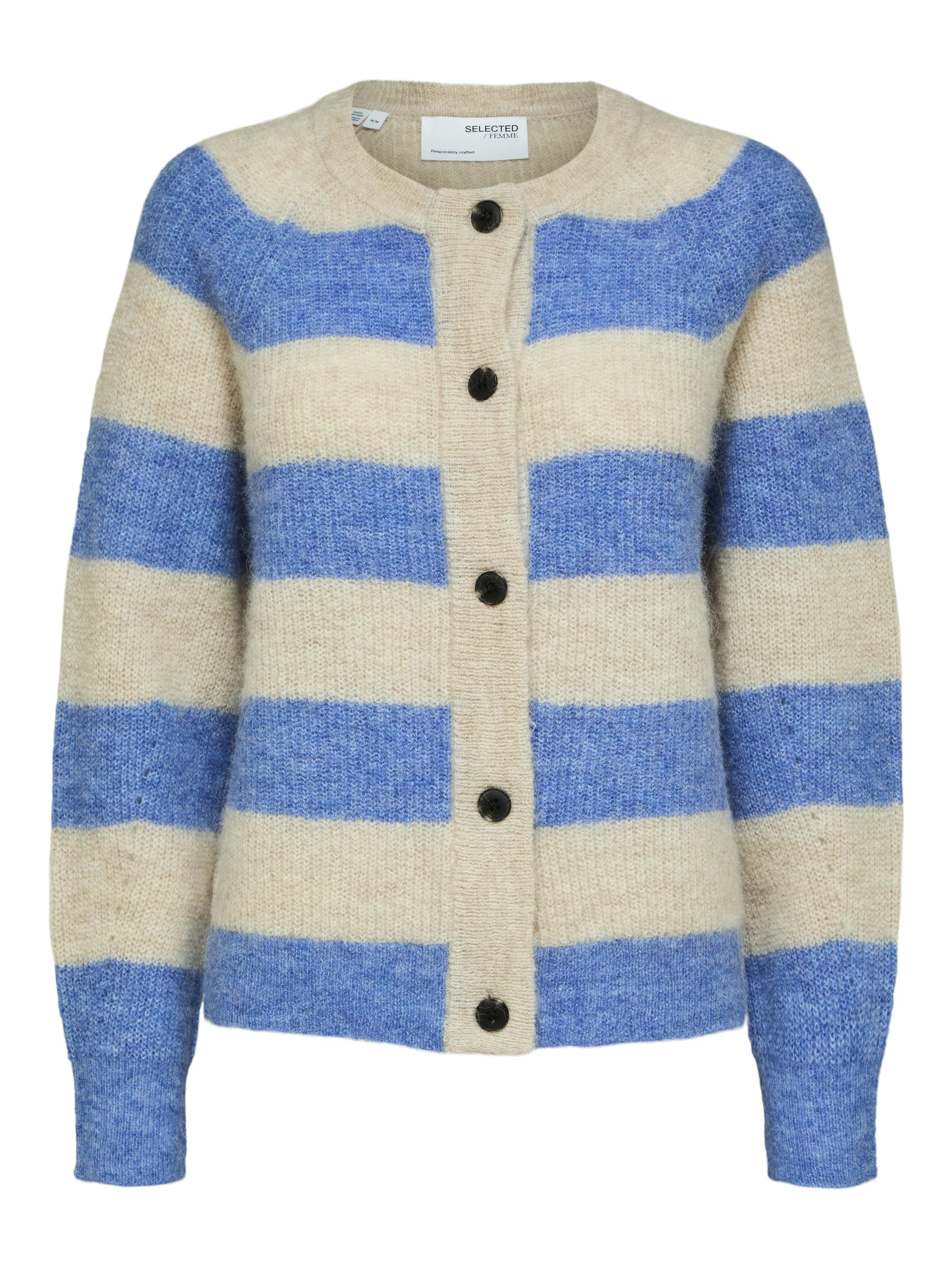 Strickcardigan aus Wollmix - Ultramarine/BIRCH MELANGE - Blau