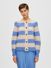 Strickcardigan aus Wollmix - Ultramarine/BIRCH MELANGE - Blau