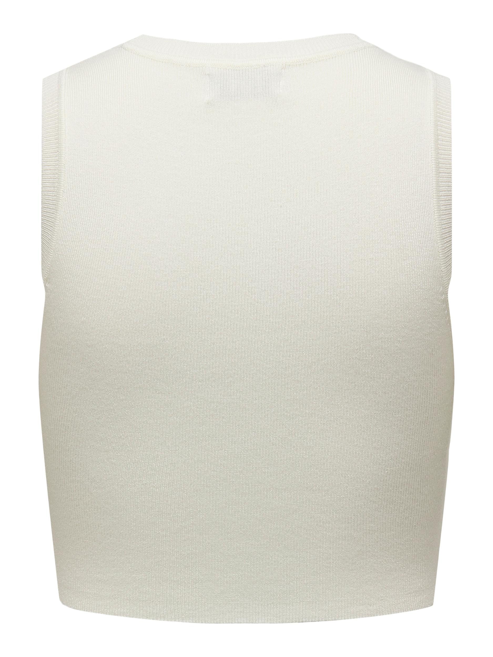Cropped Strick-Top - Cloud Dancer - Weiß