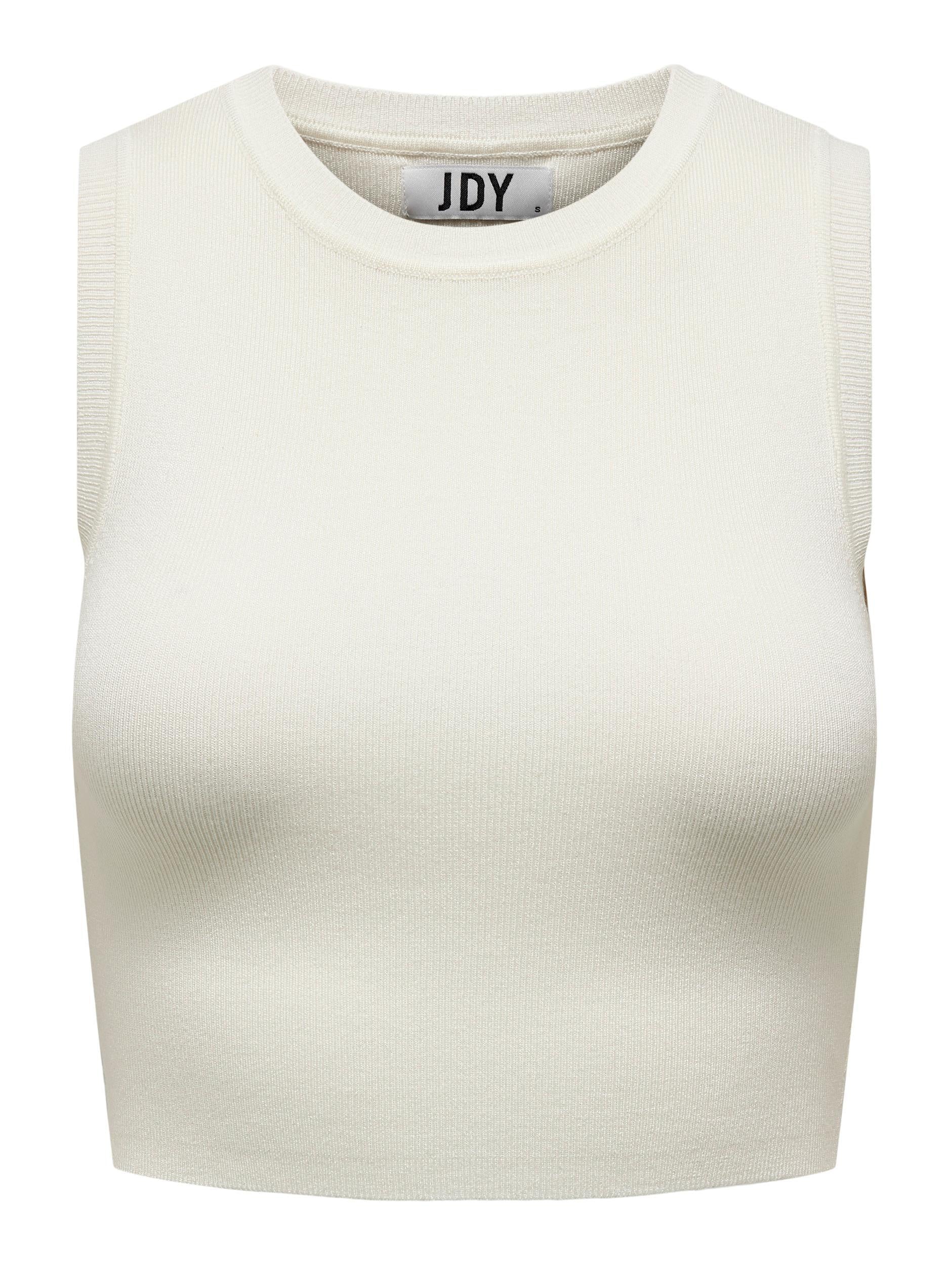 Cropped Strick-Top - Cloud Dancer - Weiß